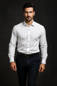 White Textured Tuxedo Shirt 
