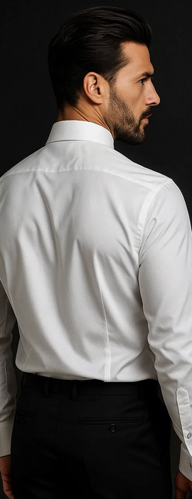 White Textured Tuxedo Shirt 
