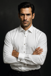 White Textured Tuxedo Shirt 