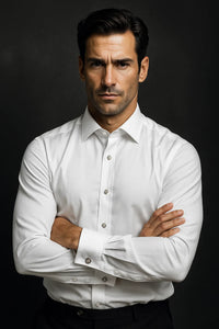 White Textured Tuxedo Shirt 