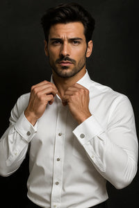 White Textured Tuxedo Shirt 