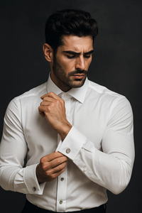 White Textured Tuxedo Shirt 