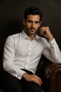 White Textured Tuxedo Shirt 