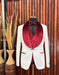 Maroon Tuxedo  - Mens Burgundy Tuxedo Jacket + Vest + Pants - Wedding Tuxedo