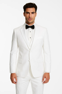 Two Button Tuxedo Jacket,Pant And Vest Combination White