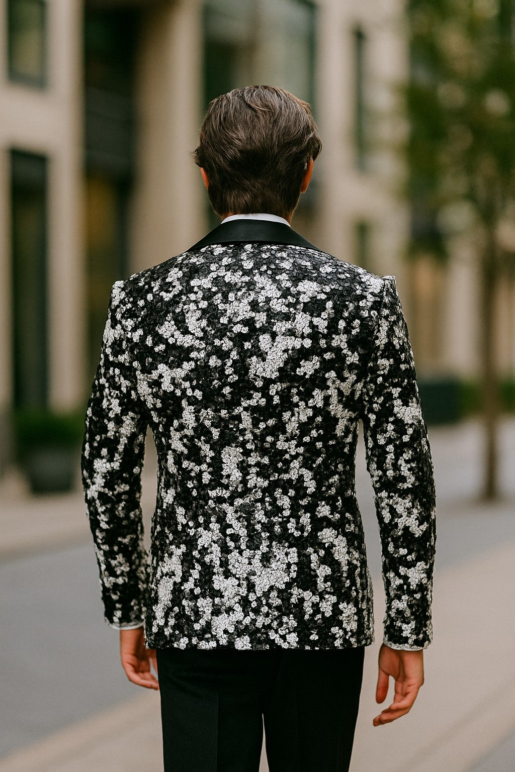White and Black Blazer - White Tuxedo Jacket + Black Pants + Free Matching Bowtie