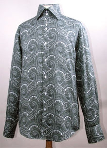 Mens Paisley Shirts - Club Fashion Dress Shirt Spread Collar in  Color White and Black