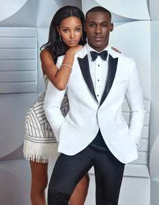 Mens Designer Franklin Wedding - Prom Tuxedo in White Designer Prom Tuxedos - Image 8