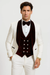 Wedding Tuxedo - Groom Suit - White and Burgundy Prom Suit