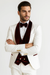 Wedding Tuxedo - Groom Suit - White and Burgundy Prom Suit