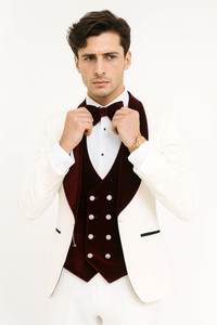 White and Burgundy Prom Suit