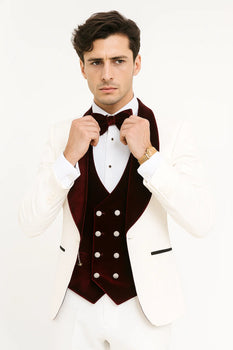 White and Burgundy Prom Suit