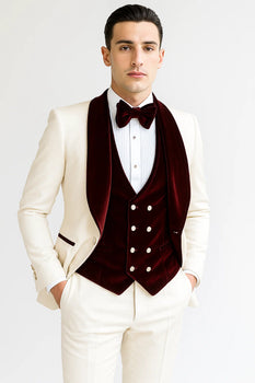 White and Burgundy Prom Suit