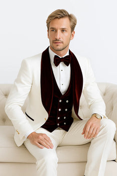White and Burgundy Prom Suit