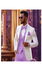 White and Lavender Tuxedo Wedding Suit - White Dinner Jacket + Vest + Pants + Bow-tie