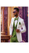 White and Olive Green Tuxedo Wedding Suit - White Dinner Jacket + Vest + Pants + Bow-tie
