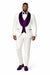 Mens White and Purple Velvet Tuxedo Suit – 3 Piece Shawl Lapel Wedding Prom Set