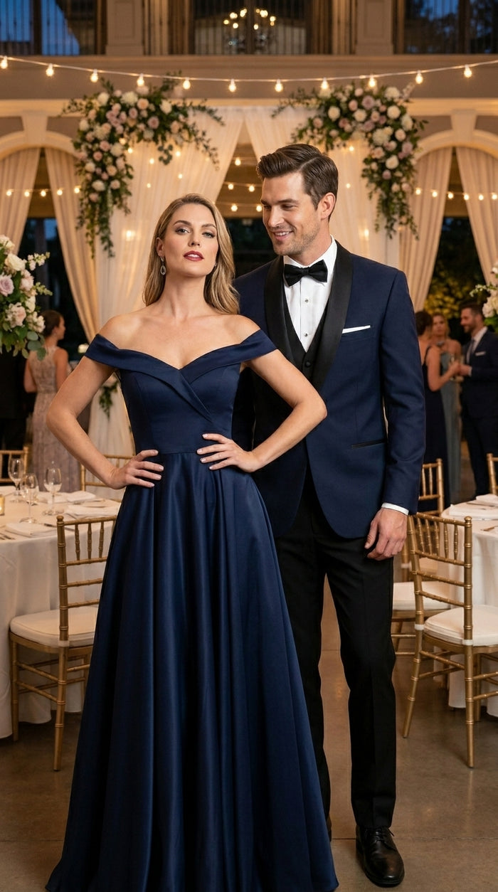 Suit Midnight Dark Navy Blue Suit For Men Tux With Black Lapel Suit Shawl Collar 1 Button Dinner Jacket Looking