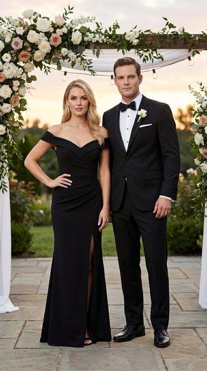 Groomsmen Package Deal Vest & Pants Slacks + Shirt & Tie Set (no Jacket) Black