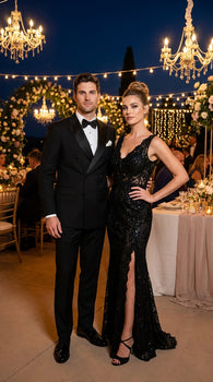 Men’s Black Double Breasted Tuxedo Suit with Jacket and Pants, Formal Wedding Prom Suit