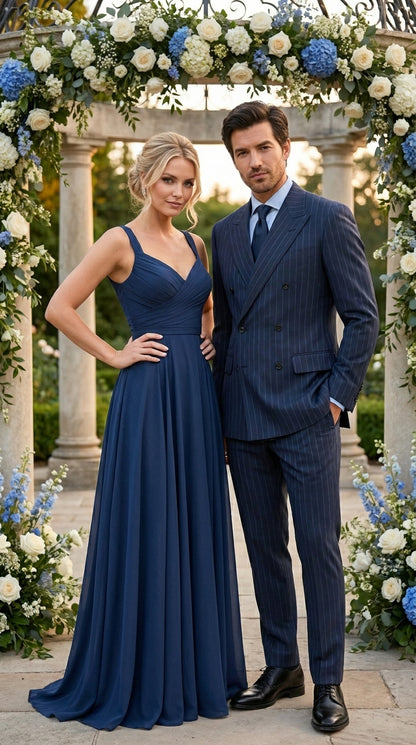 Men’s Kingsman Harrys Blue Pinstripe Double Breasted Suit, Formal Business Dress Suit