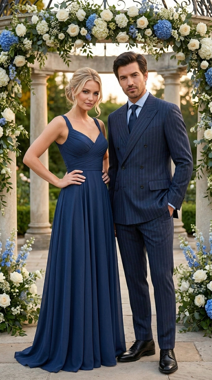 Men’s Kingsman Harrys Blue Pinstripe Double Breasted Suit, Formal Business Dress Suit