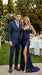 Men’s Charcoal Grey and Blue Plaid 3 Piece Vested Suit, Formal Wedding Business Dress Suit Set