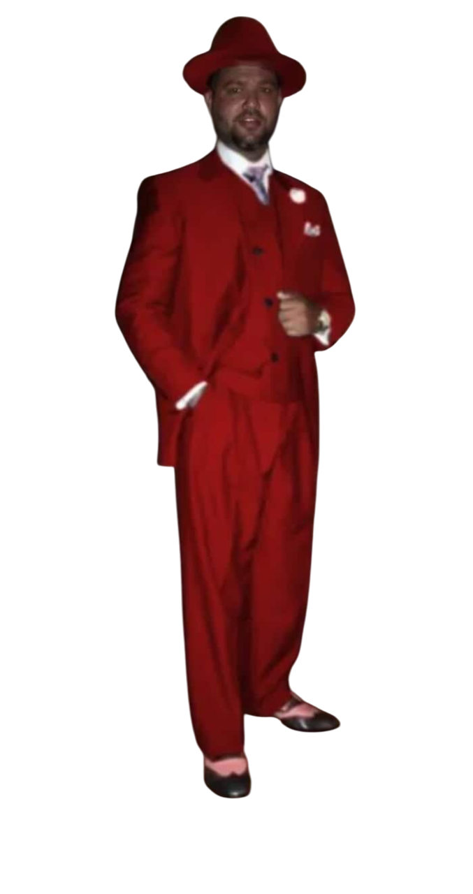 Wide Leg Pleated Pants Pants - 100% Wool Suit - Double Breasted Vest Peak Lapel - Classic Fit Suit - Vested Suit - Red