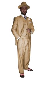 Wide Leg Pleated Pants Pants - 100% Wool Suit - Double Breasted Vest Peak Lapel - Classic Fit Suit - Vested Suit - Tan