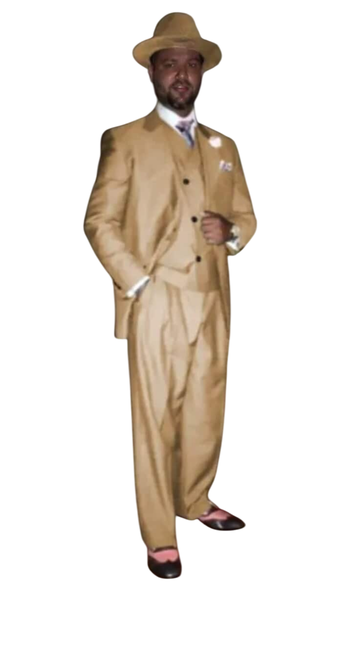 Wide Leg Pleated Pants Pants - 100% Wool Suit - Double Breasted Vest Peak Lapel - Classic Fit Suit - Vested Suit - Tan