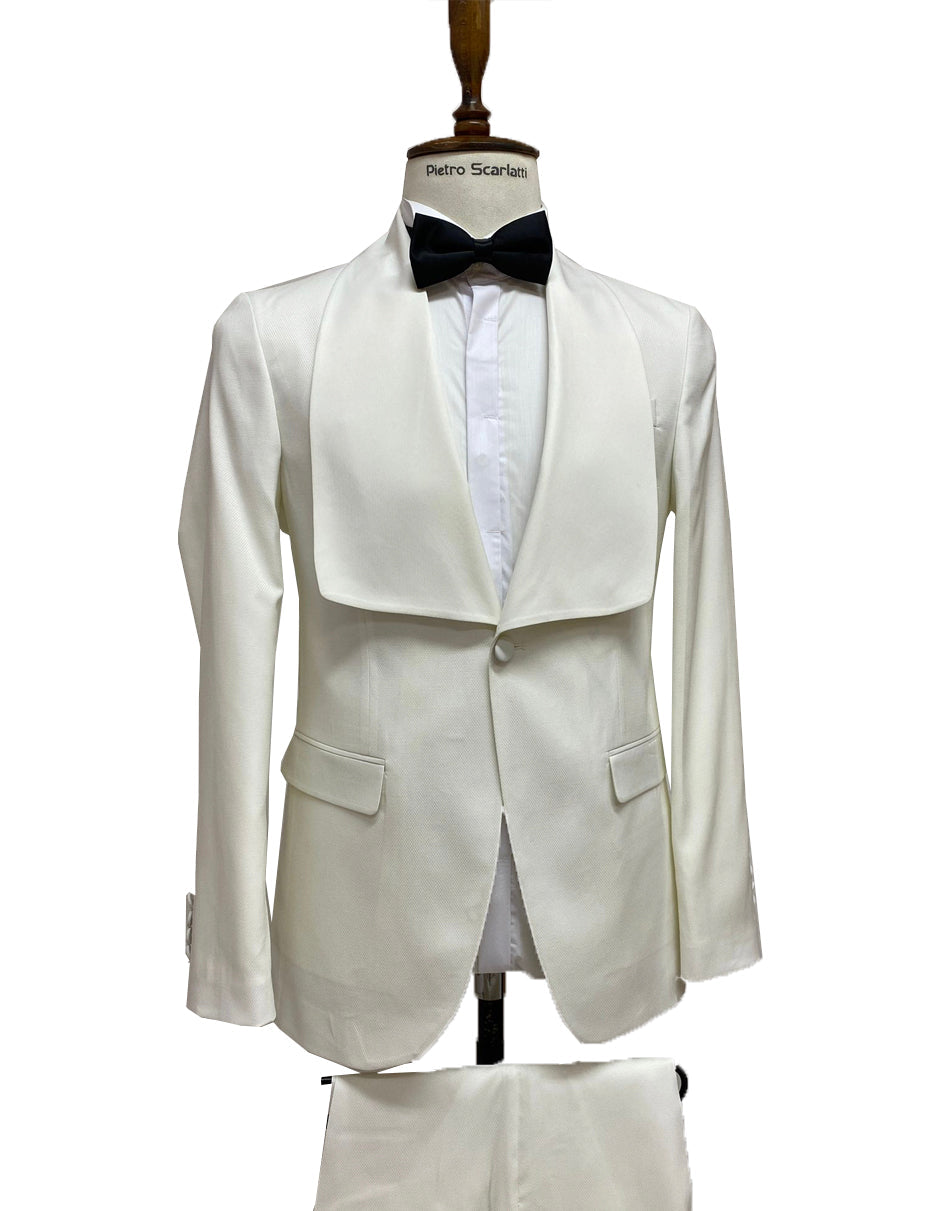 Men's Designer Wool Classic Wide Shawl Tuxedo with Double Breasted Vest in Black