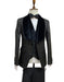 Mens Vested Designer Wide Velvet Shawl Tuxedo in Black Paisley