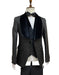 Mens Vested Designer Wide Velvet Shawl Tuxedos in Black Paisley