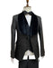 Wide Velvet Shawl Black Paisley Tuxedo with Vest