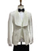 Mens Vested Designer Wide Ivory Square Shawl Tuxedo in Ivory Paisley