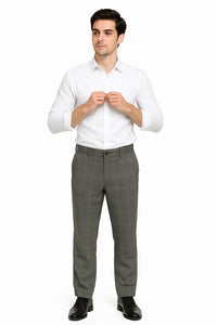 Wide Leg Slacks ~ Dress Pants Patter Gray Window Pane ~ Plaid
