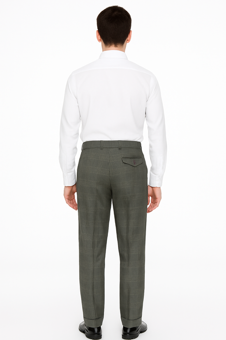 Wide Leg Slacks ~ Dress Pants Patter Gray Window Pane ~ Plaid