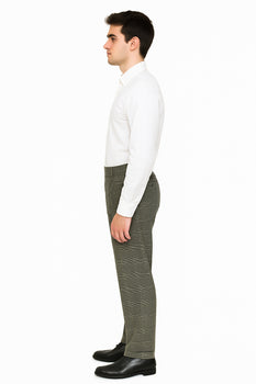 slacks and dress shirt Wide Leg Slacks ~ Dress Pants Patter Gray Window Pane ~ Plaid Gray Window Pane ~ Plaid / Dress size Pants : 44