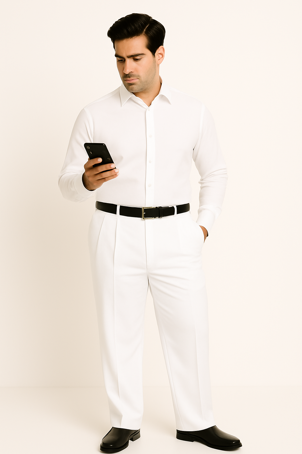 long rise big leg slacks Men's Fashion Wide Leg Pant  unhemmed unfinished bottom - Image 8