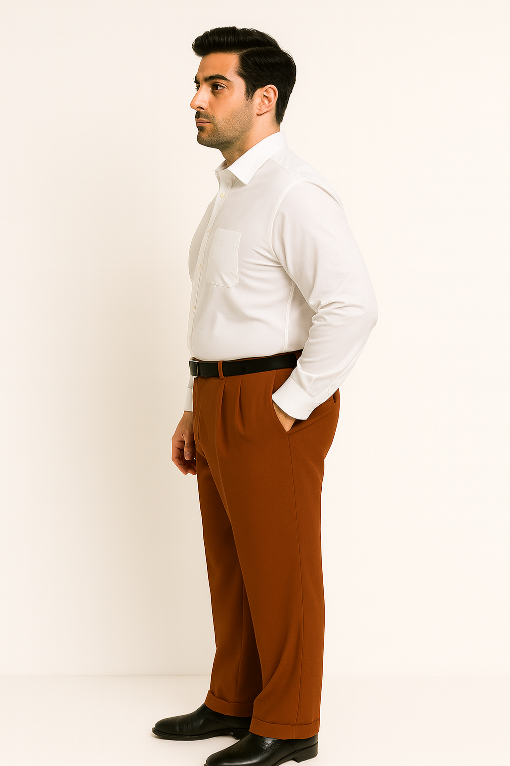 long rise big leg slacks Men's Fashion Wide Leg Pant  unhemmed unfinished bottom - Image 6