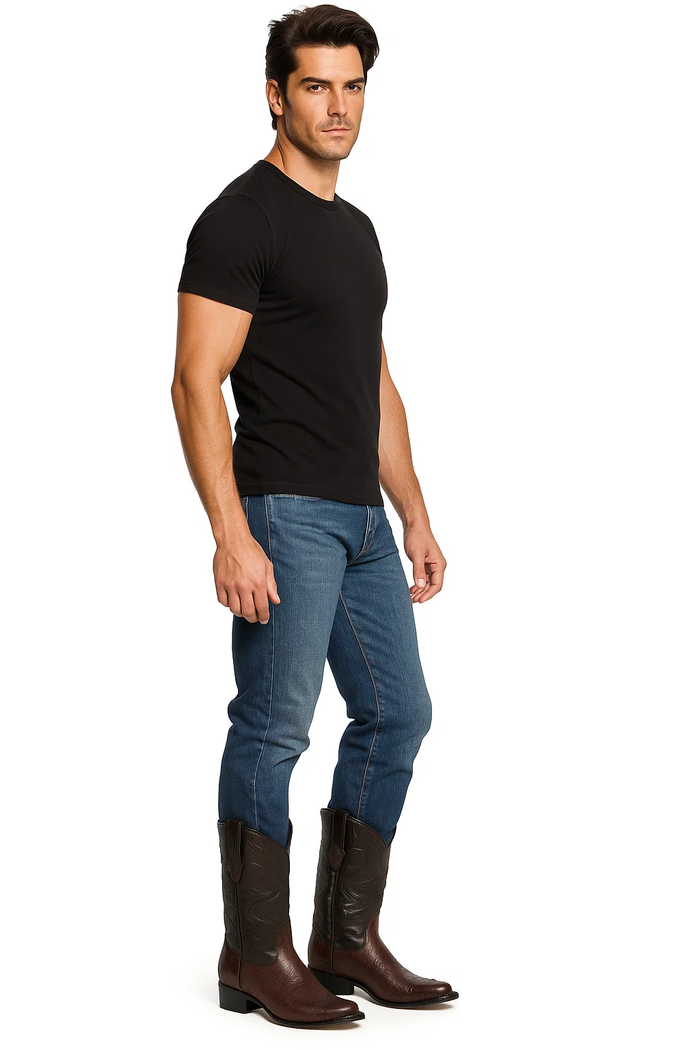 Wild West Brown J-Toe Smooth Ostrich Wing Tip Cowboy Dress Cowboy Boots Cheap Priced For Sales Online - Bota De Avestruz