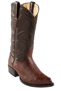 Wild West Brown J-Toe Smooth Ostrich Wing Tip Cowboy Dress Cowboy Boots Cheap Priced For Sales Online - Bota De Avestruz