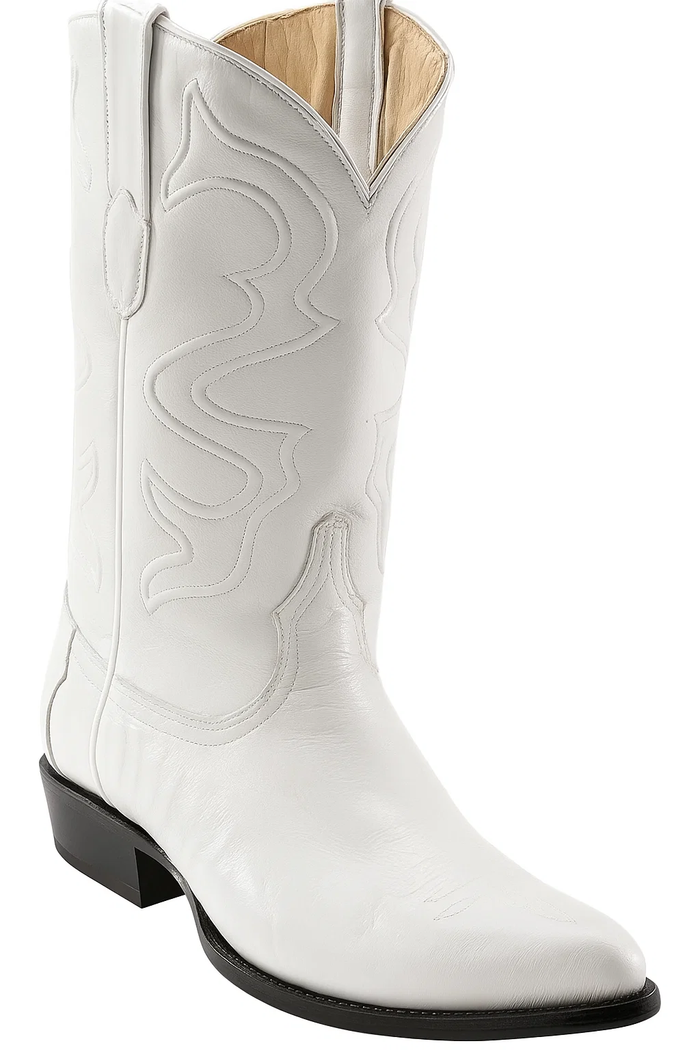 Wild West White Ostrich Leg Cowboy boots - Botas De Avestruz