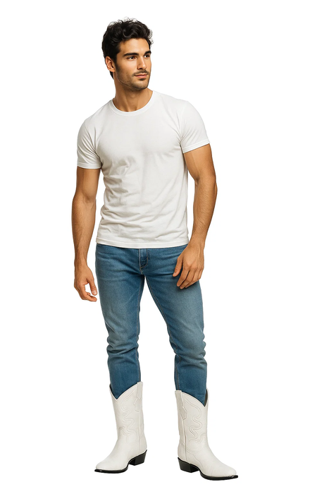 Wild West White Ostrich Leg Cowboy boots - Botas De Avestruz