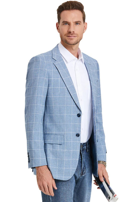 Saco vaquero - Western Sport Coat - Western Blazer- Men's Slim Fit Business Casual Summer Windowpane Plaid Blazer