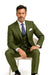 Catania Collection - Modern Fit Windowpane Suit 2 Piece in Olive
