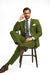 Catania Collection - Modern Fit Windowpane Suit 2 Piece in Olive