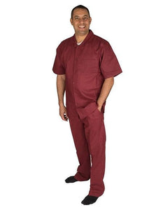 Men's 2 Piece Short Sleeve Casual Two Piece Mens Walking Outfit For Sale Pant Sets Set With Pleated Pants 100% Linen Shirt Wine