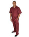 Men's 2 Piece Short Sleeve Casual Two Piece Mens Walking Outfit For Sale Pant Sets Set With Pleated Pants 100% Linen Shirt Wine