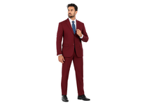 Men'S Classic Fit Burgundy ~ Wine ~ Maroon Suit 2 Button Two-Piece Side Vents Cheap Priced Business Suits Clearance Sale